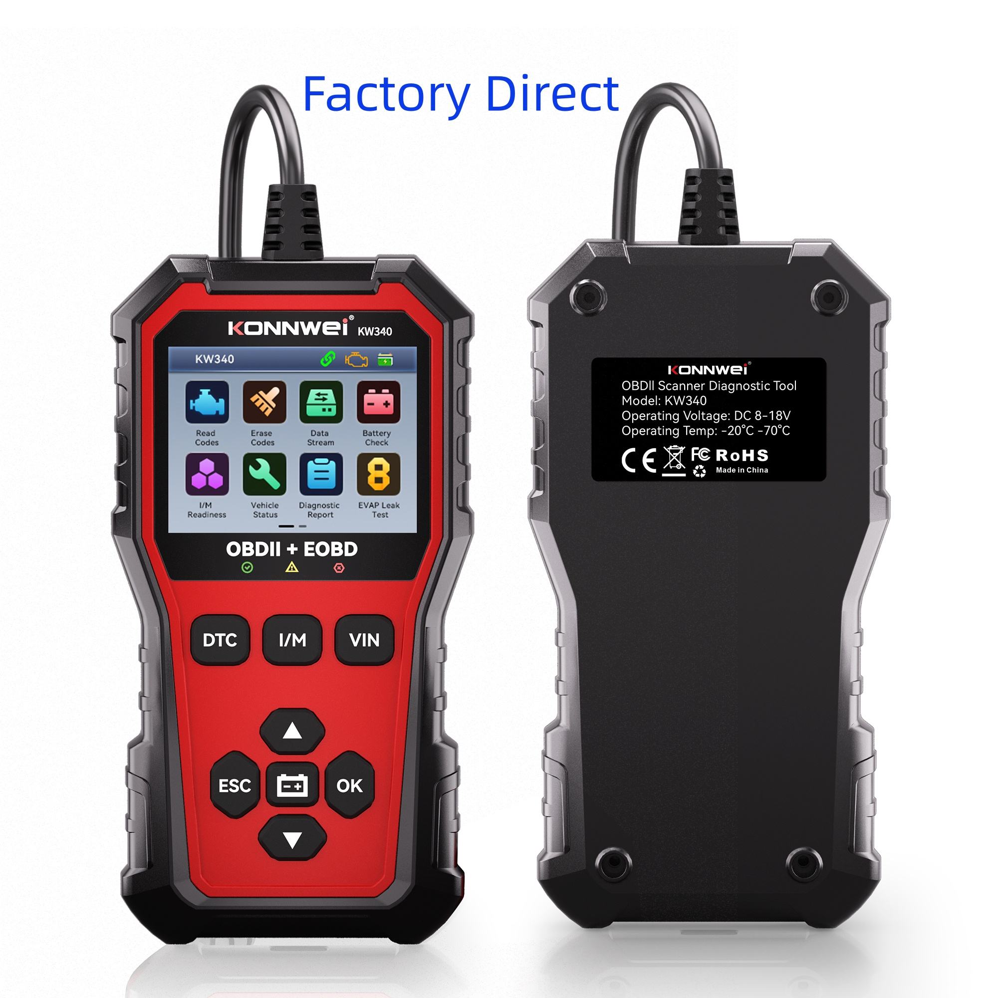 Car Diagnostic Tool Full System - KONNWEI KW340 Car CAN OBD2 EOBD