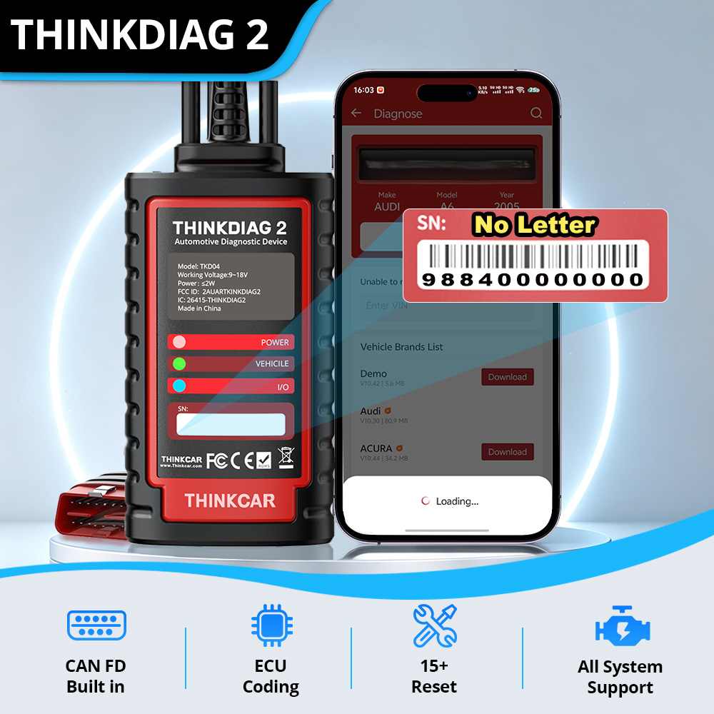 Thinkcar Thinkdiag 2 - Thinkcar Thinkdiag 2 OBD2 Bluetooth Diagnostic
