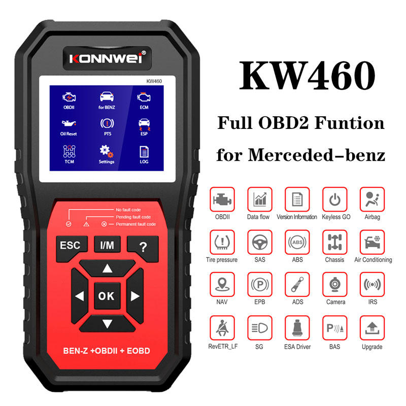 Obd2 Scanner Abs Srs Airbag Reset - KONNWEI KW460 OBD2 Cars Scanner For