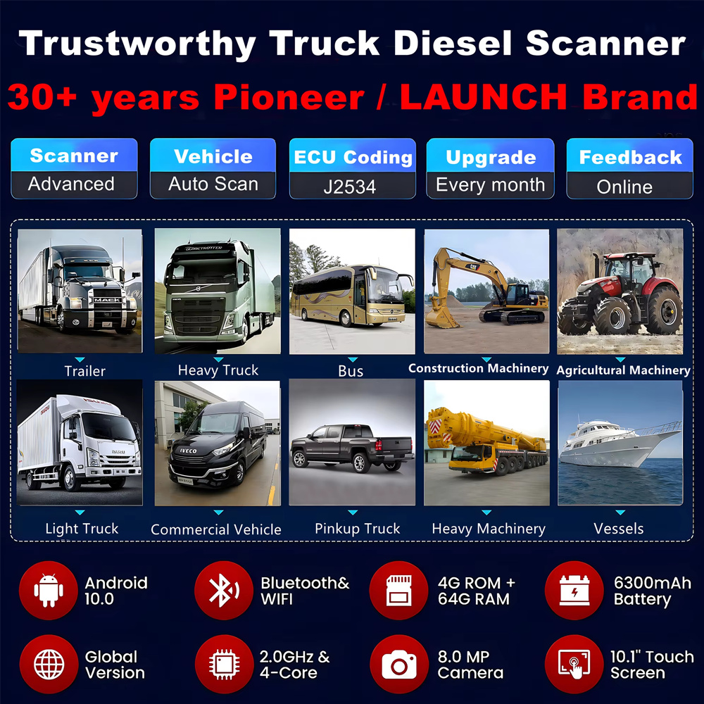 LAUNCH X431 V+ SmartLink HD He - огляд і ціна Obd2 Scanner Heavy Duty Truck