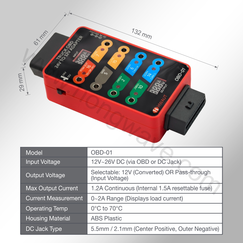 HWAUT Truck OBD2 24V to 12V Ad - огляд і ціна Obd2 Scanner Heavy Duty Truck