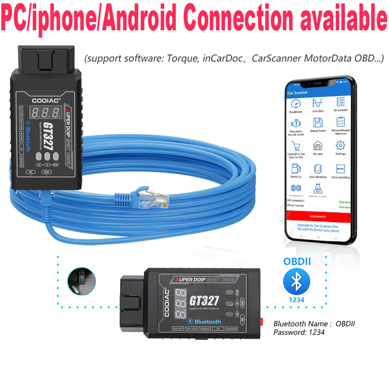 GODIAG GT327 DOIP ENET v1.5 EL - огляд і ціна Obd2 Scanner Bluetooth Android