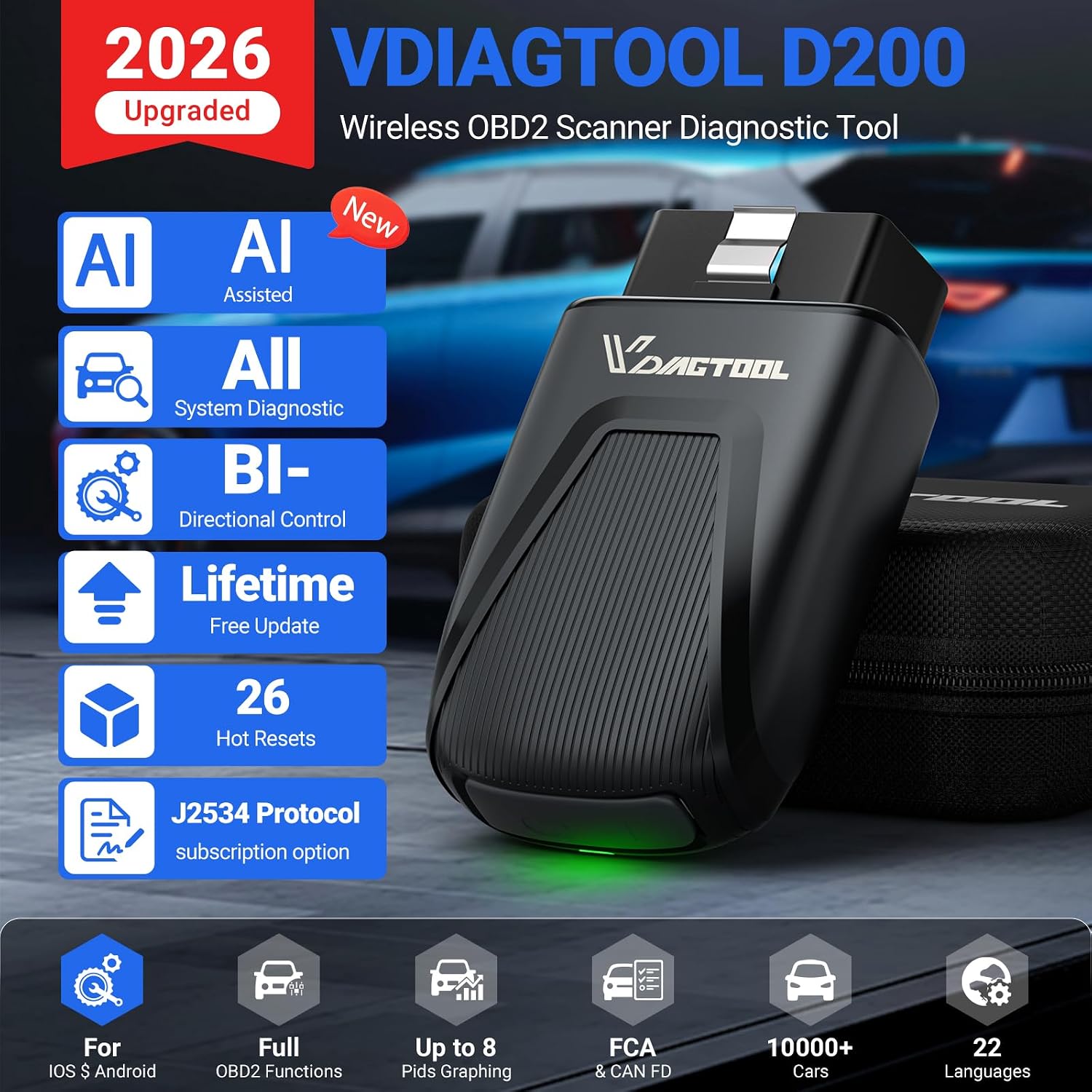 D200 Bluetooth OBD2 Scanner wi - огляд і ціна Obd2 Scanner Bluetooth Android