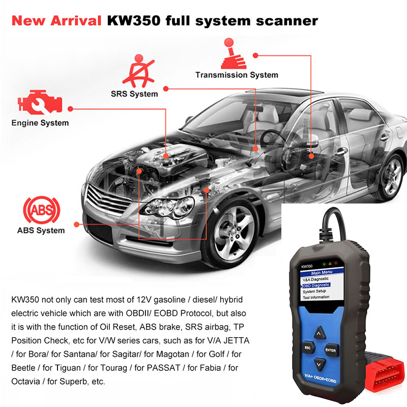 KONNWEI KW350 OBD2 Scanner Car - огляд і ціна Obd2 Scanner Abs Srs Airbag Reset