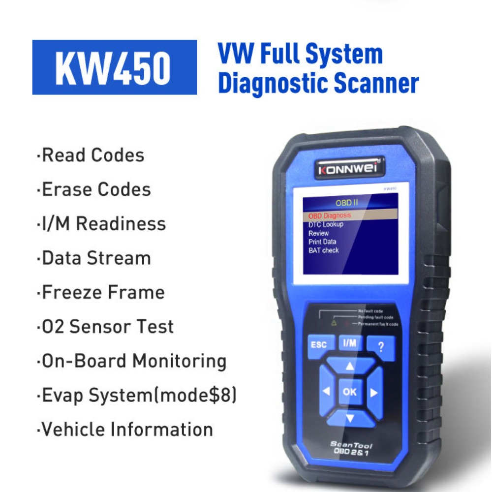 KONNWEI KW450 All Systems Car  - огляд і ціна Obd2 Scanner Abs Srs Airbag Reset