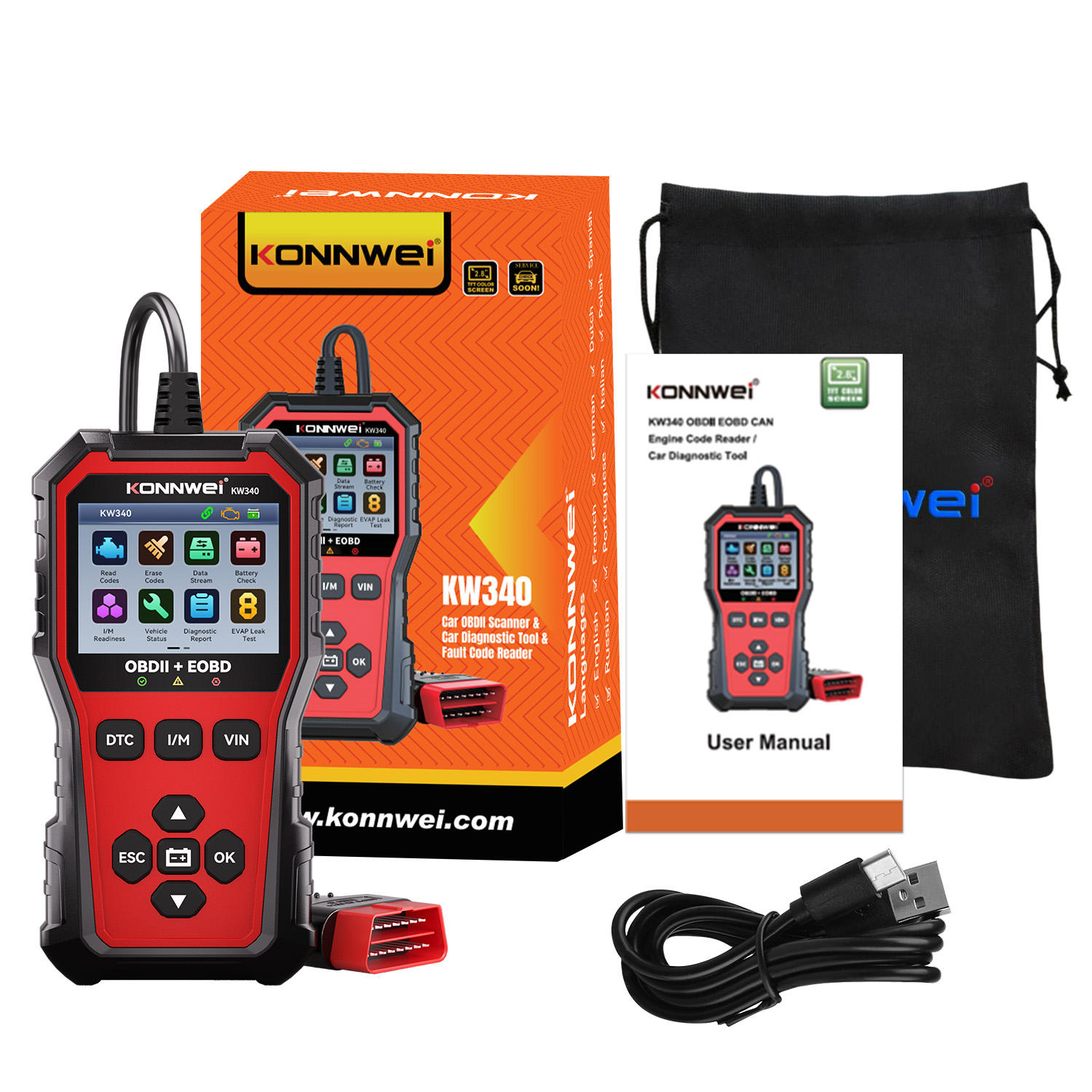 KONNWEI KW340 Car CAN OBD2 EOB - огляд і ціна Car Diagnostic Tool Full System