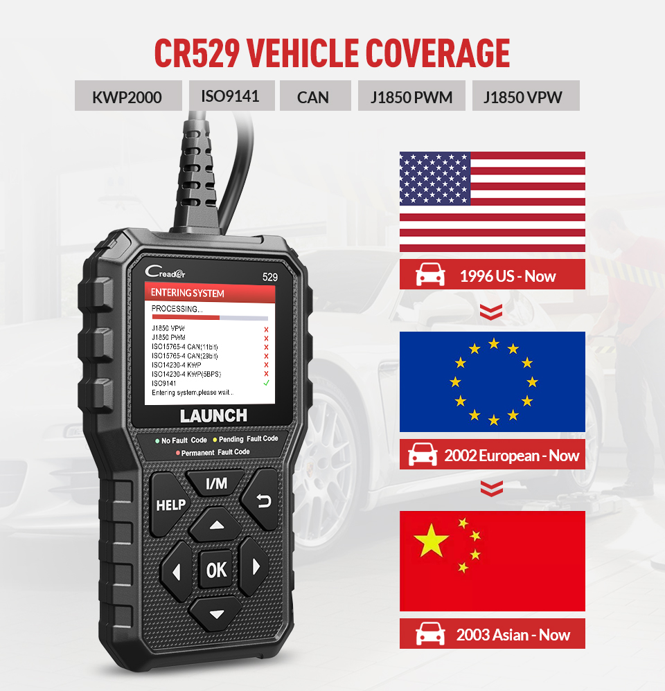 LAUNCH Creader 529 CR529 OBD2  - огляд і ціна Car Diagnostic Tool Full System