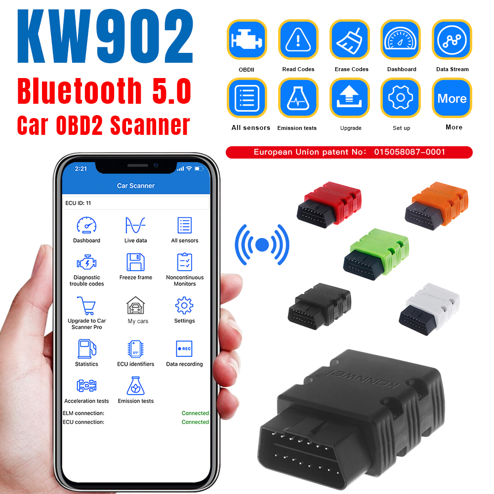 2026 KONNWEI KW902 ELM327 v1.5 - огляд і ціна Obd2 Scanner Bluetooth Android