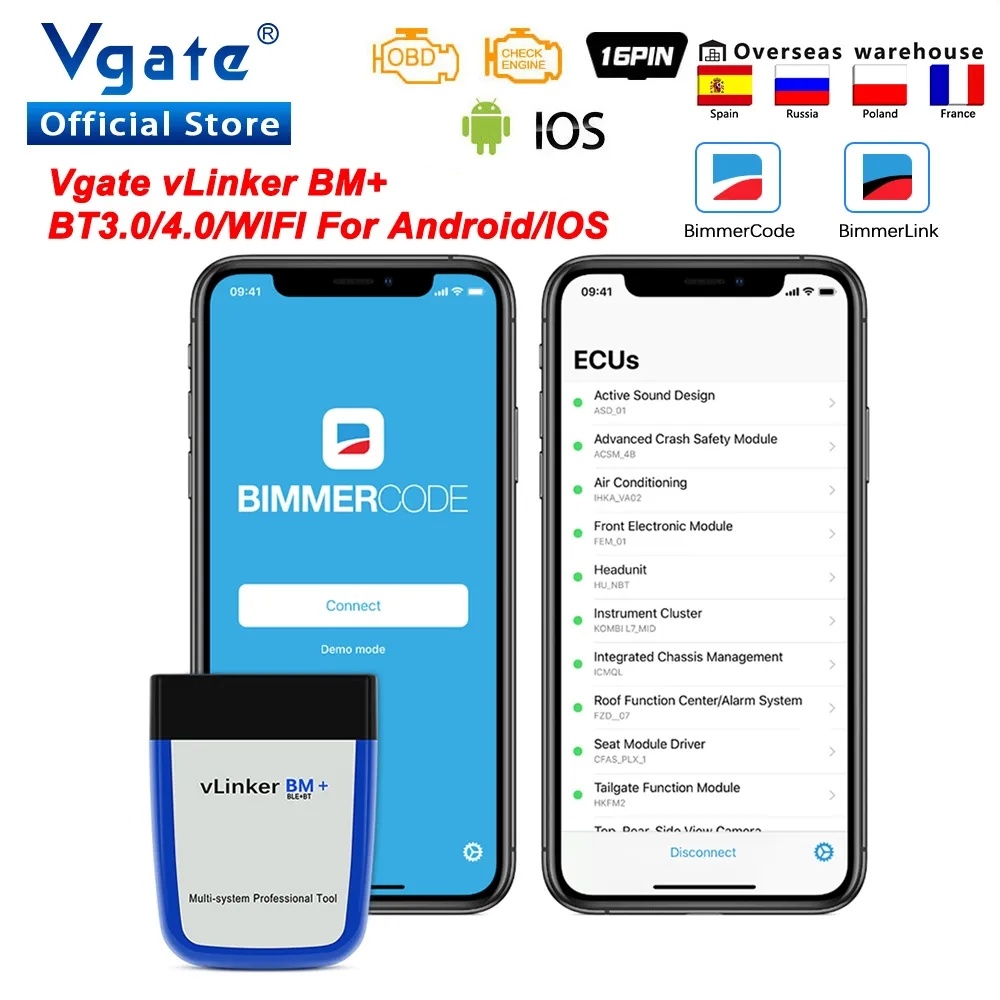 Vgate VLinker BM+/BM ELM327 Bl - огляд і ціна Car Diagnostic Tool Full System