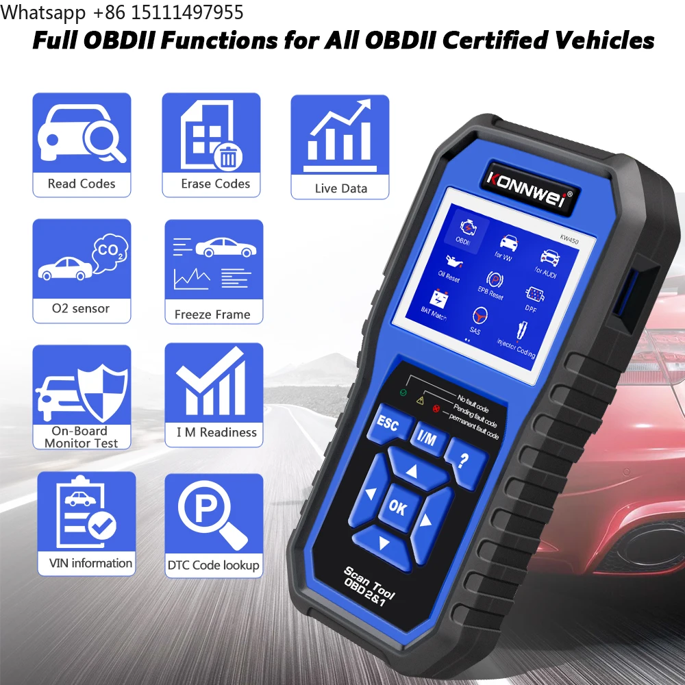 KONNWEI KW450 Code Reader Scan - огляд і ціна Obd2 Scanner Abs Srs Airbag Reset