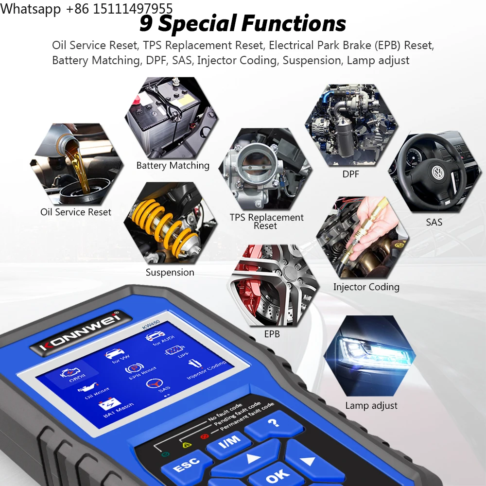 KONNWEI KW450 Code Reader Scan - огляд і ціна Obd2 Scanner Abs Srs Airbag Reset