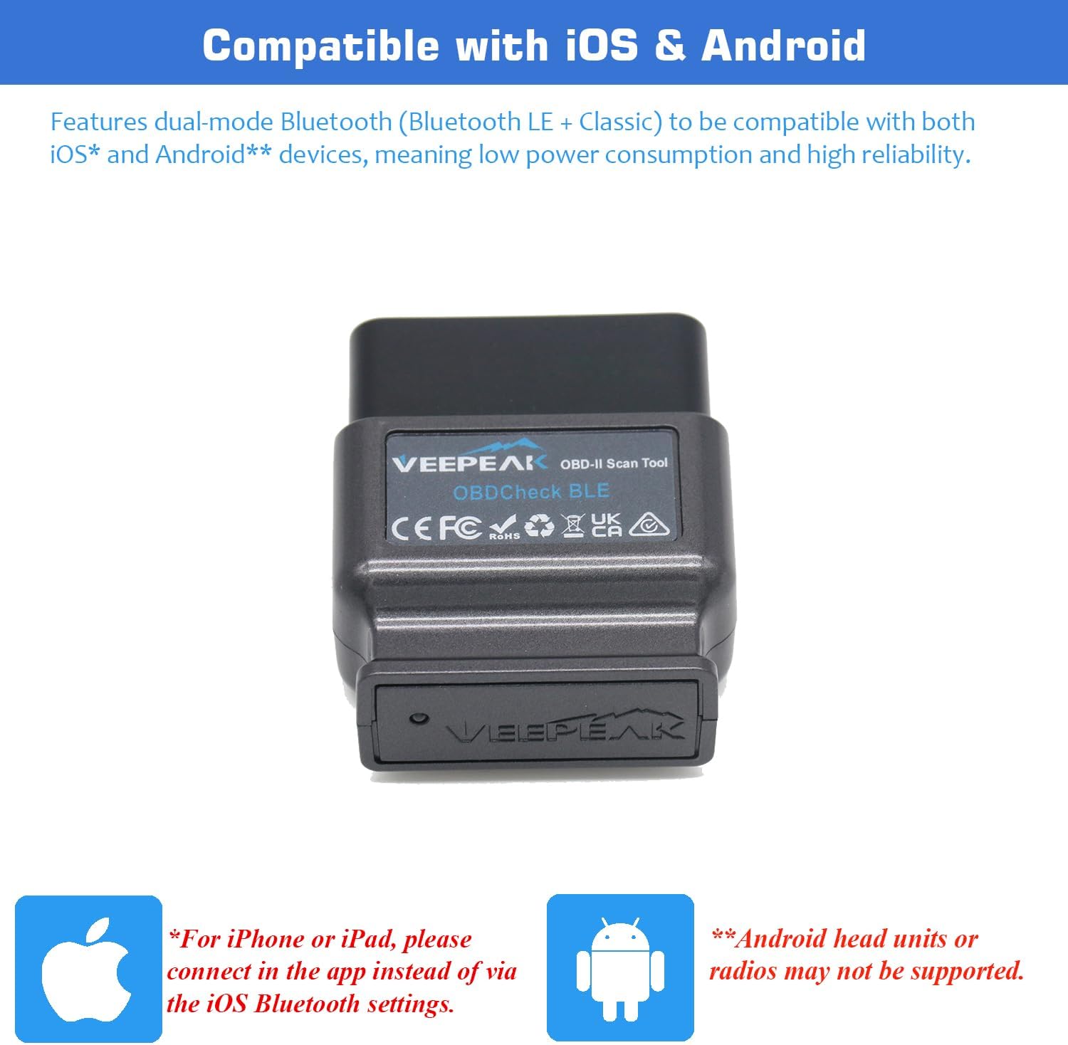 Veepeak OBDCheck BLE OBD2 Blue - огляд і ціна Car Diagnostic Tool Full System
