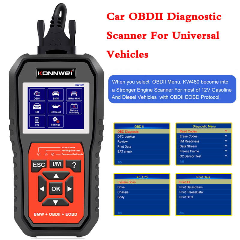 KONNWEI KW480 Obd2 Scanner For - огляд і ціна Obd2 Scanner Abs Srs Airbag Reset