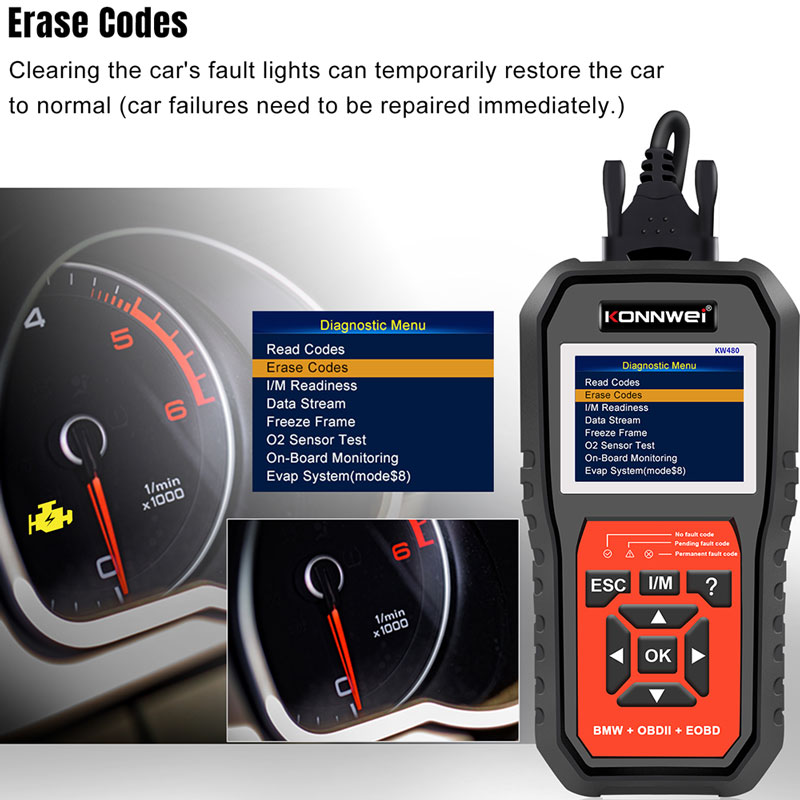 KONNWEI KW480 Obd2 Scanner For - огляд і ціна Obd2 Scanner Abs Srs Airbag Reset