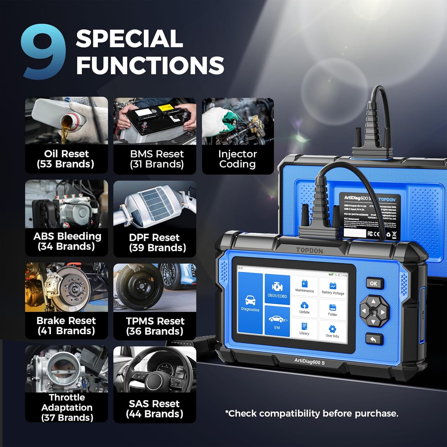 TOPDON ArtiDiag600S OBD2 Scann - огляд і ціна Obd2 Scanner Mileage Correction