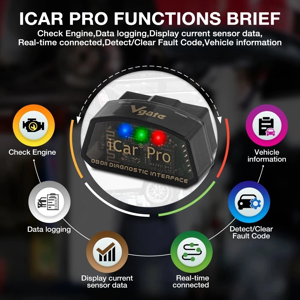 Vgate ICar Pro ELM327 V2.3 Blu - огляд і ціна Obd2 Scanner Bluetooth Android
